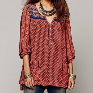 Free People Boho Beaded Tunic Top XS